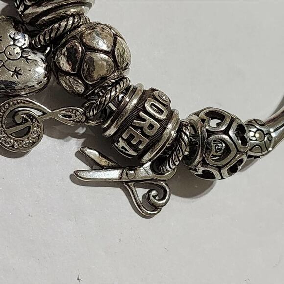 Brighton Music Sneaker fleur-de-lis heart, treble clef, scissors charm bracelet - Picture 3 of 9